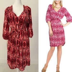 New Smocked Peasant Dress Tie Dye Waist Belt